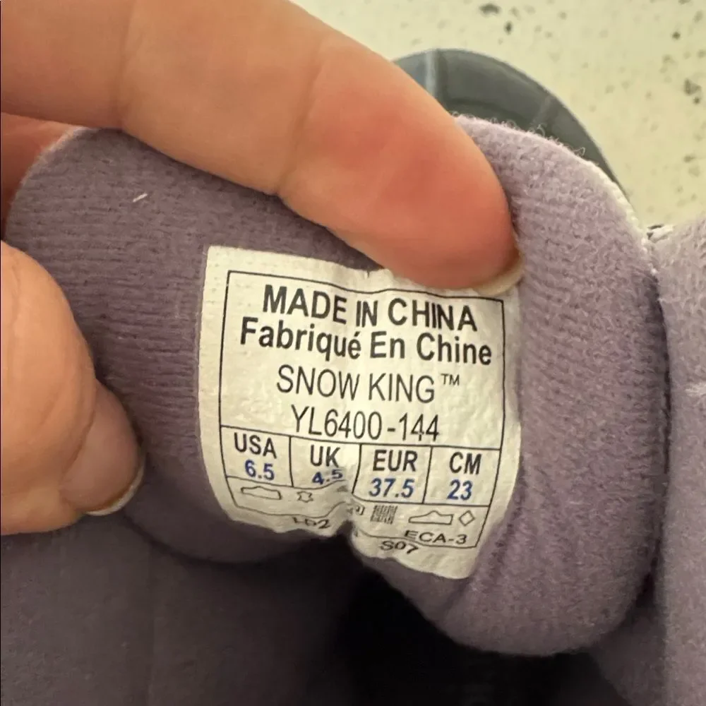 Columbia Snow King Women’s Leather Rubber Beige Gray Purple Snow Boots Size 6.5
